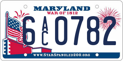MD license plate 6AC0782