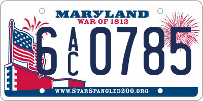 MD license plate 6AC0785
