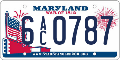 MD license plate 6AC0787