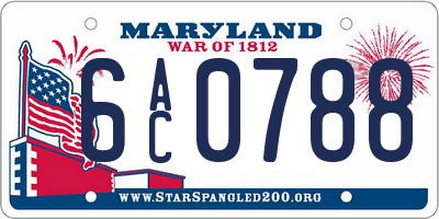 MD license plate 6AC0788