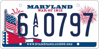 MD license plate 6AC0797