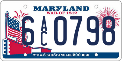 MD license plate 6AC0798