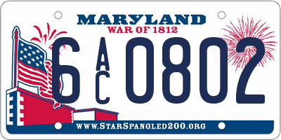 MD license plate 6AC0802
