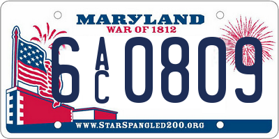 MD license plate 6AC0809