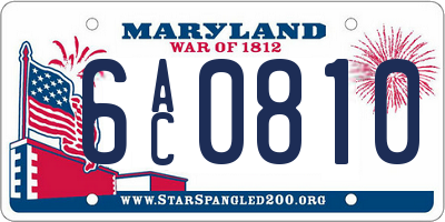 MD license plate 6AC0810