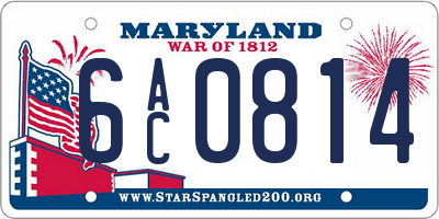 MD license plate 6AC0814