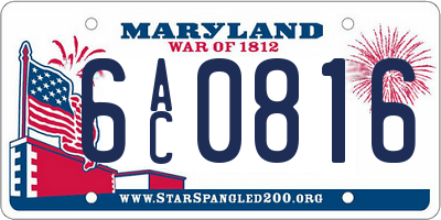 MD license plate 6AC0816