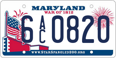 MD license plate 6AC0820