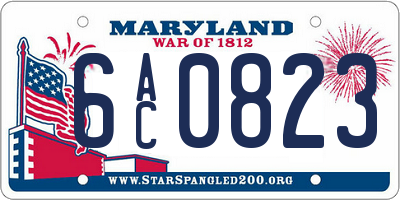 MD license plate 6AC0823