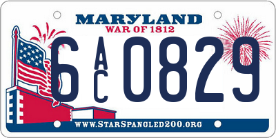 MD license plate 6AC0829
