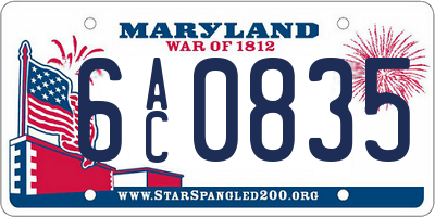 MD license plate 6AC0835