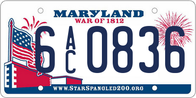 MD license plate 6AC0836