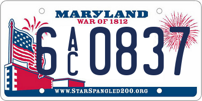 MD license plate 6AC0837