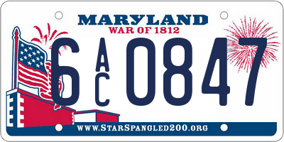 MD license plate 6AC0847