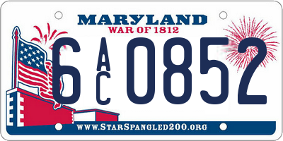 MD license plate 6AC0852