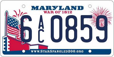 MD license plate 6AC0859