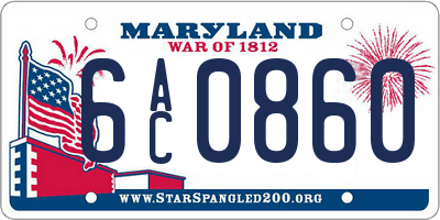 MD license plate 6AC0860