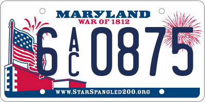 MD license plate 6AC0875