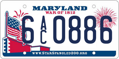 MD license plate 6AC0886