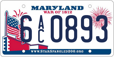 MD license plate 6AC0893