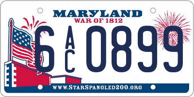 MD license plate 6AC0899