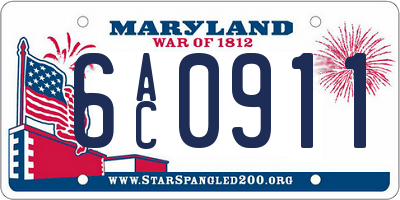 MD license plate 6AC0911