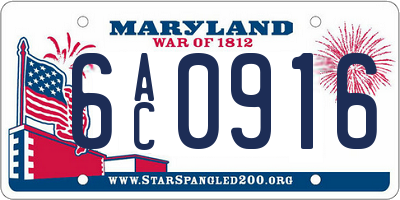 MD license plate 6AC0916
