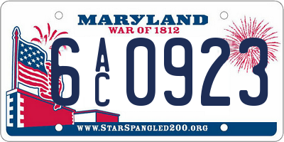 MD license plate 6AC0923