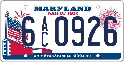 MD license plate 6AC0926