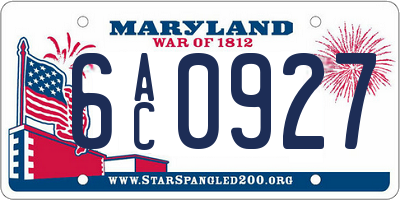 MD license plate 6AC0927