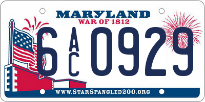 MD license plate 6AC0929