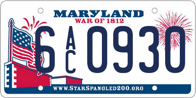 MD license plate 6AC0930