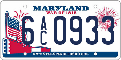 MD license plate 6AC0933