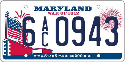 MD license plate 6AC0943