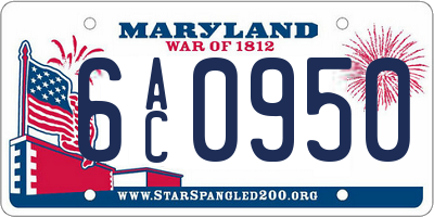 MD license plate 6AC0950