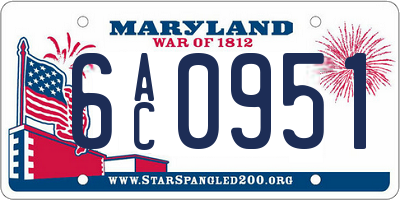 MD license plate 6AC0951