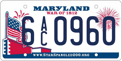 MD license plate 6AC0960
