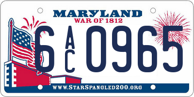MD license plate 6AC0965