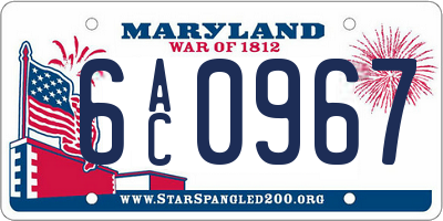 MD license plate 6AC0967