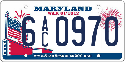 MD license plate 6AC0970