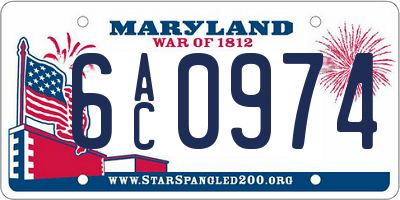 MD license plate 6AC0974