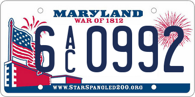 MD license plate 6AC0992