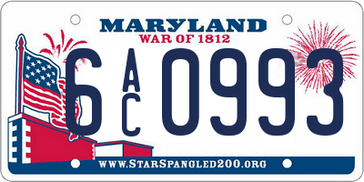 MD license plate 6AC0993