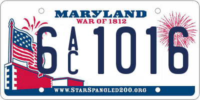 MD license plate 6AC1016