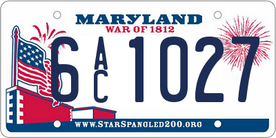 MD license plate 6AC1027