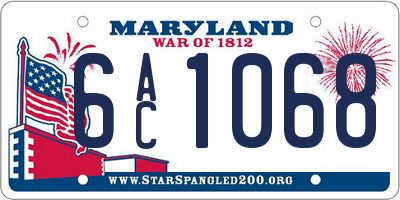 MD license plate 6AC1068