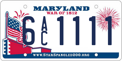 MD license plate 6AC1111