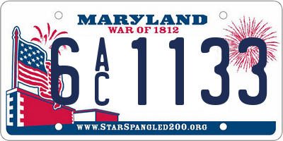 MD license plate 6AC1133
