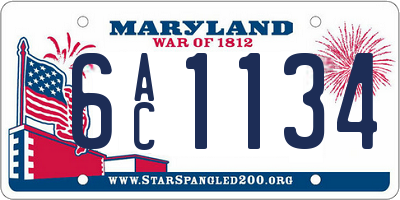 MD license plate 6AC1134