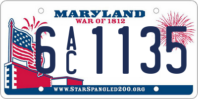 MD license plate 6AC1135